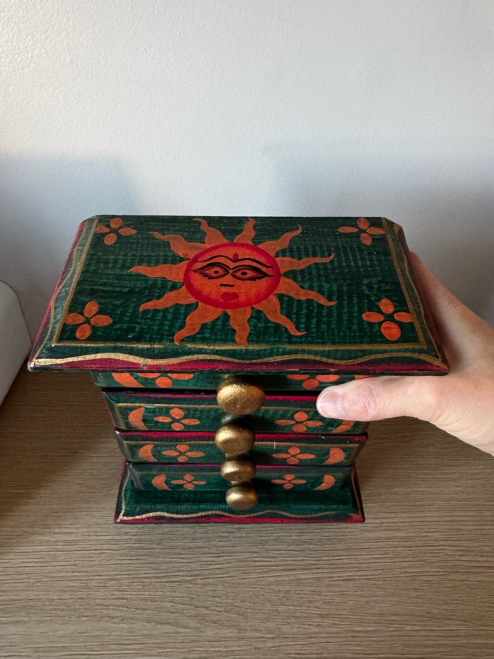 Hand-Painted Green and Gold Accent Chest - Home Accents - Picture 7 of 9
